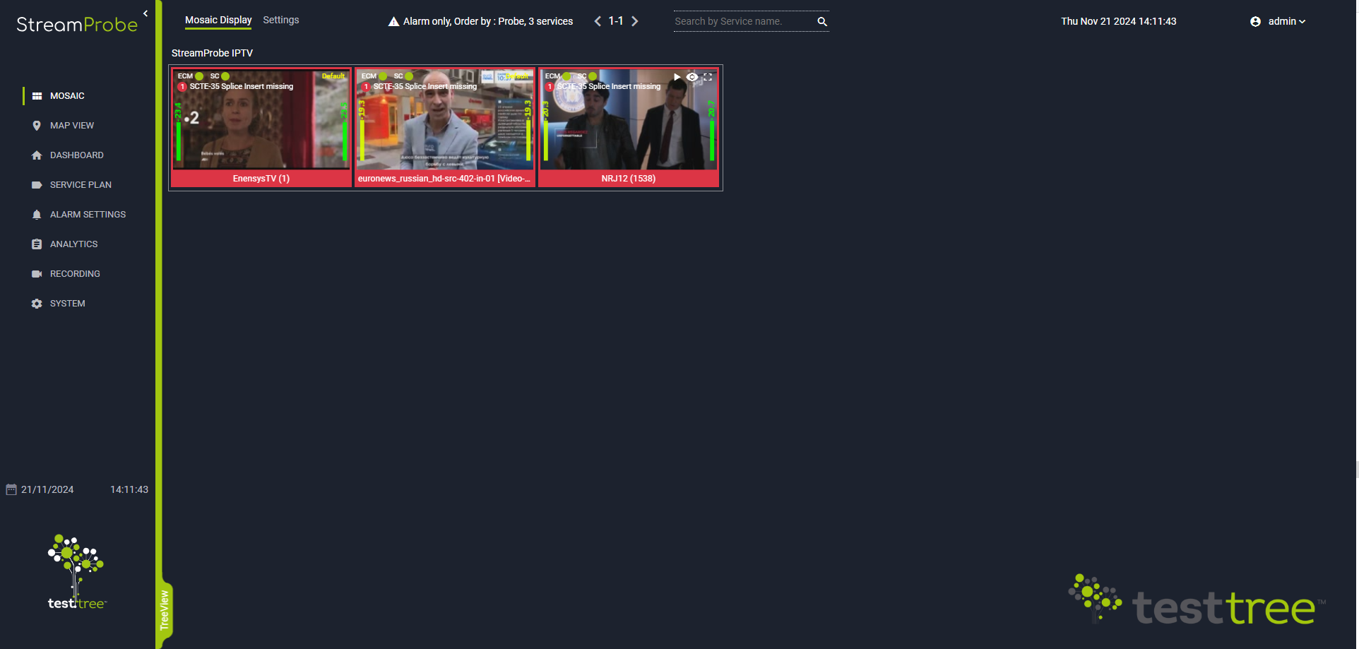 StreamProbe live thumbnail multiviewer in penalty box mode
